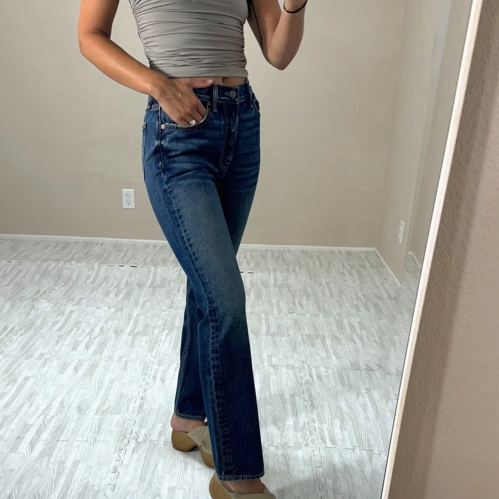 GRLFRND Straight Leg Jeans in Dark Blue Denim - Picture 3 of 13